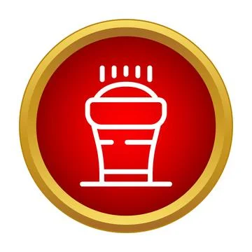 Air traffic control tower icon symbol on red button Stock Illustration