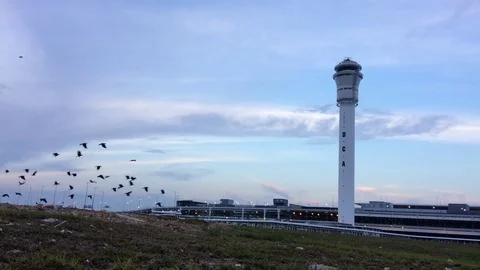 Air Traffic Control Tower at Kuala Lumpur International Airport (KLIA),Malaysia. Stock Footage