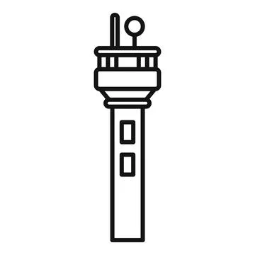 Air traffic control tower managing airport aviation services Ilustración de archivo