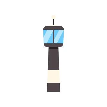 Air traffic control tower managing airport operations Ilustración de archivo