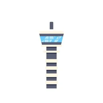 Air traffic control tower managing airport traffic and flights Ilustración de archivo