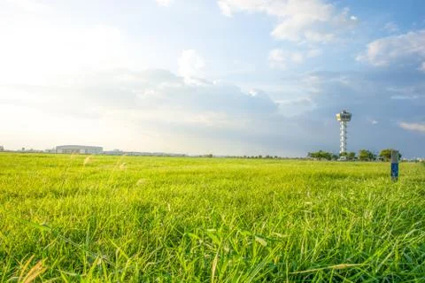 Air Traffic Control tower Sunset Sky Stock Photos