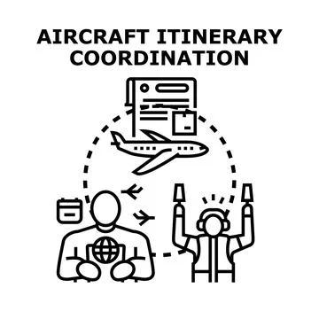 Air traffic controller coordinating flight operations and schedule Stock Illustration