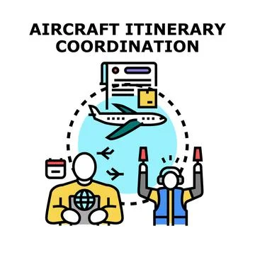 Air traffic controller coordinating flight operations and schedule Stock Illustration