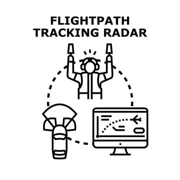 Air traffic controller directing aircraft flightpath tracking radar Stock Illustration