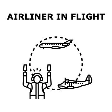 Air traffic controller directing aircraft flight operations Stock Illustration