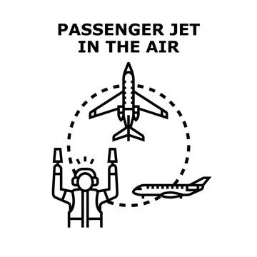 Air traffic controller directing passenger jet operations Stock Illustration
