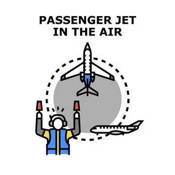 Air traffic controller directing passenger jet operations Stock Illustration