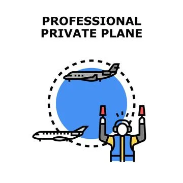 Air traffic controller directing private jet aircraft Stock Illustration