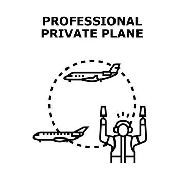 Air traffic controller directing private jet aircraft Stock Illustration