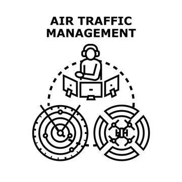 Air traffic controller managing aircraft system operations Stock Illustration