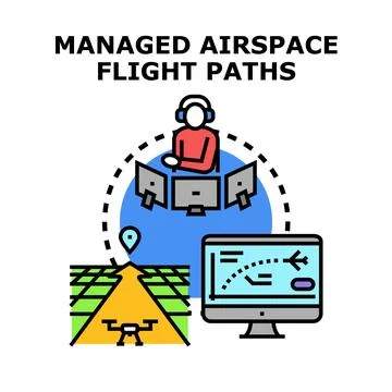 Air traffic controller managing drone flight paths Stock Illustration