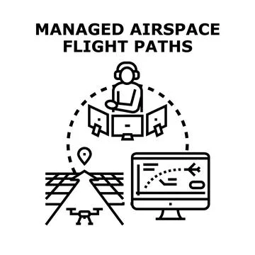Air traffic controller managing drone flight paths Stock Illustration