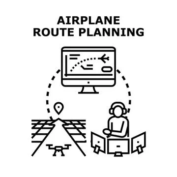Air traffic controller planning flight route and drone navigation Stock Illustration