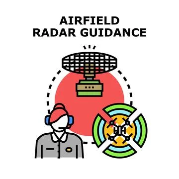 Air traffic controller providing airfield radar guidance Stock Illustration