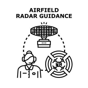 Air traffic controller providing airfield radar guidance Stock Illustration