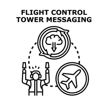 Air traffic controller regulating flight communication system Stock Illustration