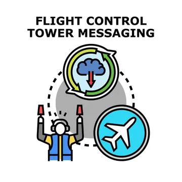 Air traffic controller regulating flight communication system Stock Illustration