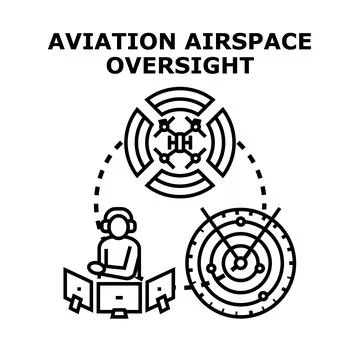 Air traffic controller regulating global airspace oversight Stock Illustration