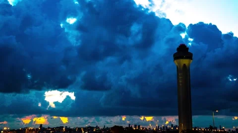Air Traffic Controller Sunrise Clouds Time Lapse Video stock 54472651