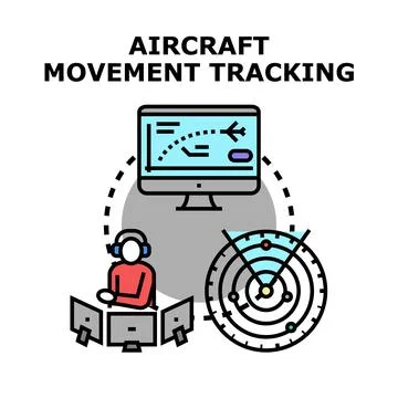 Air traffic controller tracking aircraft movement on radar screen Stock Illustration