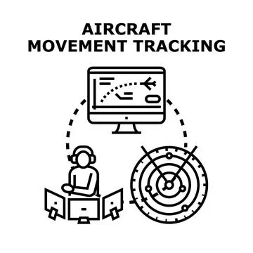 Air traffic controller tracking aircraft movement on radar screen Stock Illustration