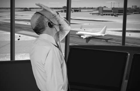 Air traffic controller at work Foto stock