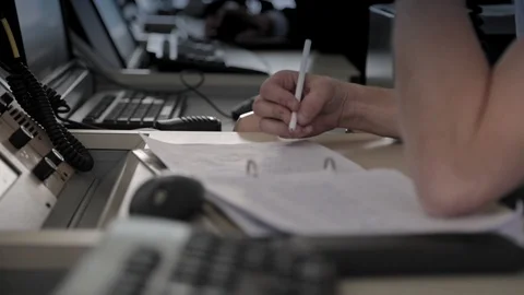 Air traffic controller writes records on the dashboard Stock Footage 127277700
