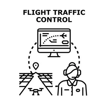 Air traffic controlling with drone navigation monitoring Stock Illustration