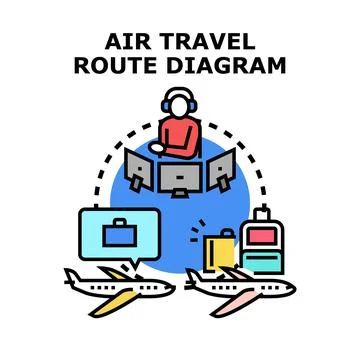 Air traffic controlling global flight path diagram Stock Illustration