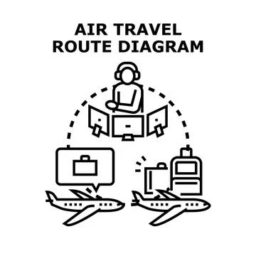 Air traffic controlling global flight path diagram Stock Illustration