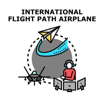 Air traffic controlling global flight path airplane Stock Illustration