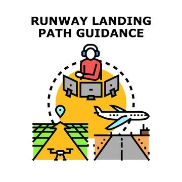 Air traffic controlling landing path guidance system Illustrazione stock