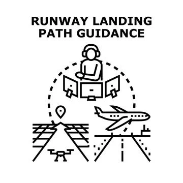 Air traffic controlling landing path guidance system Illustrazione stock