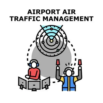 Air traffic controlling management system concept illustration Stock Illustration