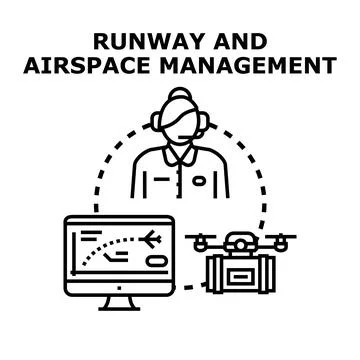 Air traffic controlling professional managing airspace and drone operations Stock Illustration
