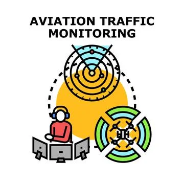 Air traffic controlling with radar technology concept Stock Illustration