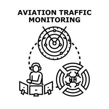 Air traffic controlling with radar technology concept Stock Illustration
