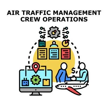Air traffic management crew operations concept vector 库存插图