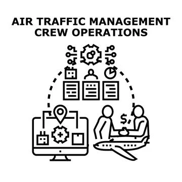 Air traffic management crew operations concept vector Stock-Illustration