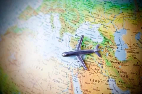 Air traffic on the map Stock-Fotos