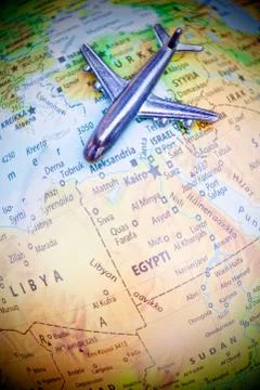 Air traffic on the map Stock-Fotos