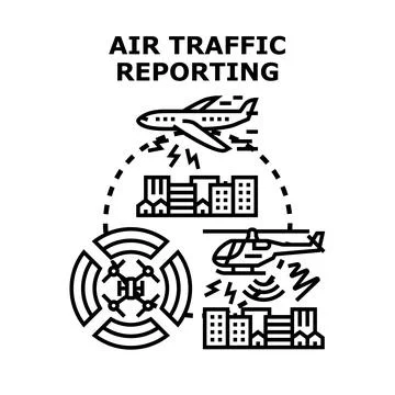 Air traffic reporting and control concept vector illustration 스톡 일러스트
