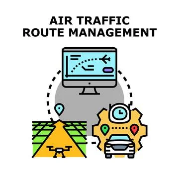 Air traffic route management system concept illustration Stock Illustration