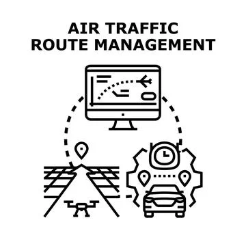 Air traffic route management system concept illustration Stock Illustration