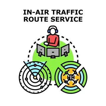 Air traffic route service controller concept Stock Illustration