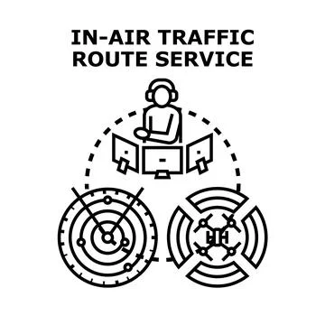 Air traffic route service controller concept Stock Illustration