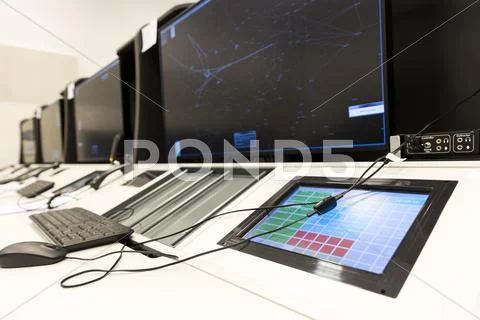 Air Traffic Services Authority controller's desk Stock Photos