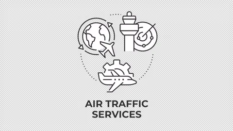 Air traffic services line concept icon animation Stock Footage 340576304