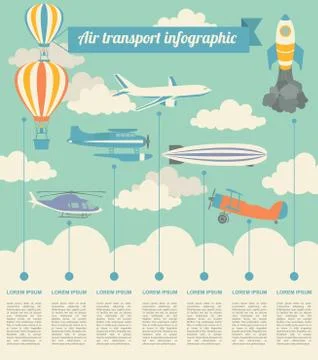 Air transport infographics elements Stock Illustration